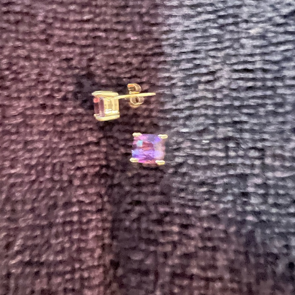 Amethyst and 14Kt Gold Earrings - Picture 2 of 5